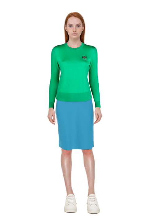 Outfit high-waist pencil skirt and pinko jumper