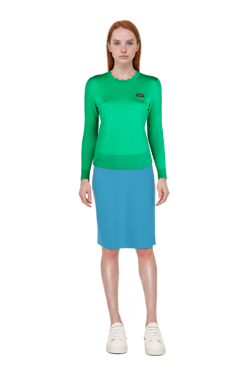 Outfit high-waist pencil skirt and pinko jumper