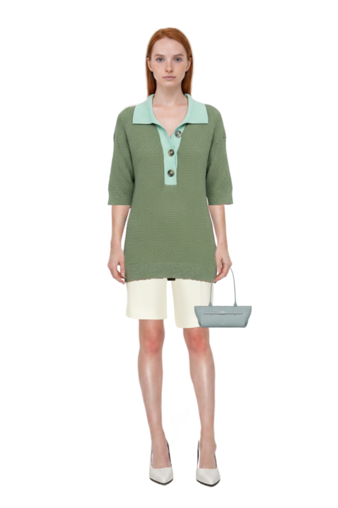 Outfit pleat-detail tailored shorts and new york grained leather shoulder bag