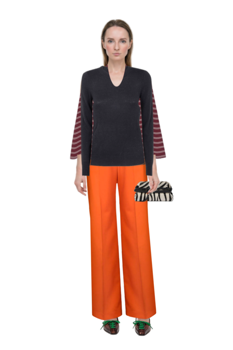 Outfit lace-up pointed-toe pumps and signature logo striped long-sleeve polo shirt