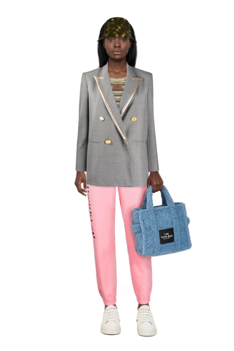 Outfit pinko blazer and striped logo-patch tank top