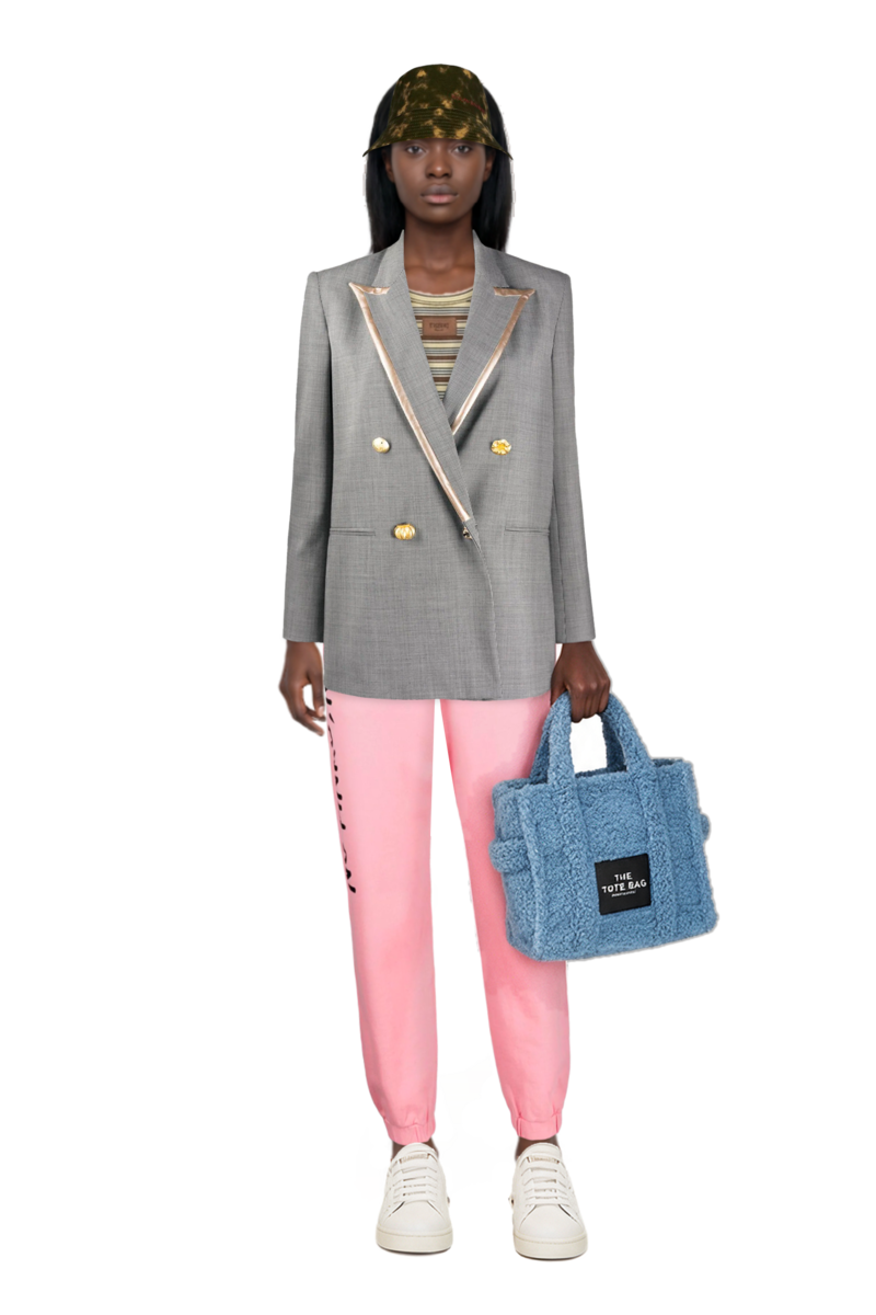 Outfit pinko blazer and striped logo-patch tank top