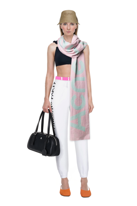 Outfit roselight trim one-shoulder bikini and medium friday curved tote bag