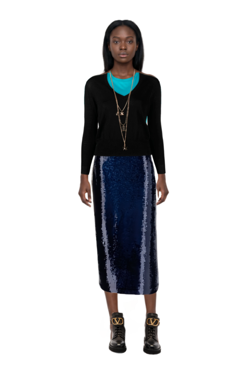 Outfit sequin-embellished pencil skirt and pinko t-shirt