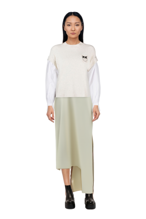 Outfit florinda one-shoulder slit dress and pinko sweater