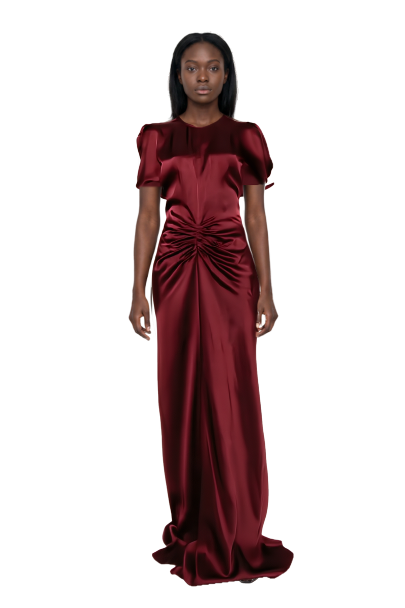 Outfit lace-up pointed-toe pumps and gathered maxi dress