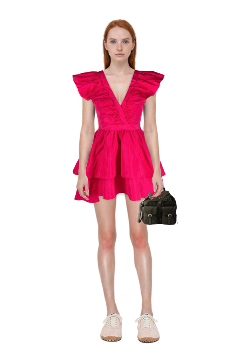 Outfit x jacquemus moon shoe sneakers and medium quilted re-nylon backpack with saffiano leather trim