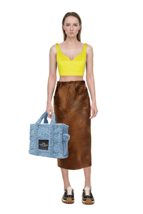 Outfit mesh mirage sneakers and crinkled-effect midi skirt