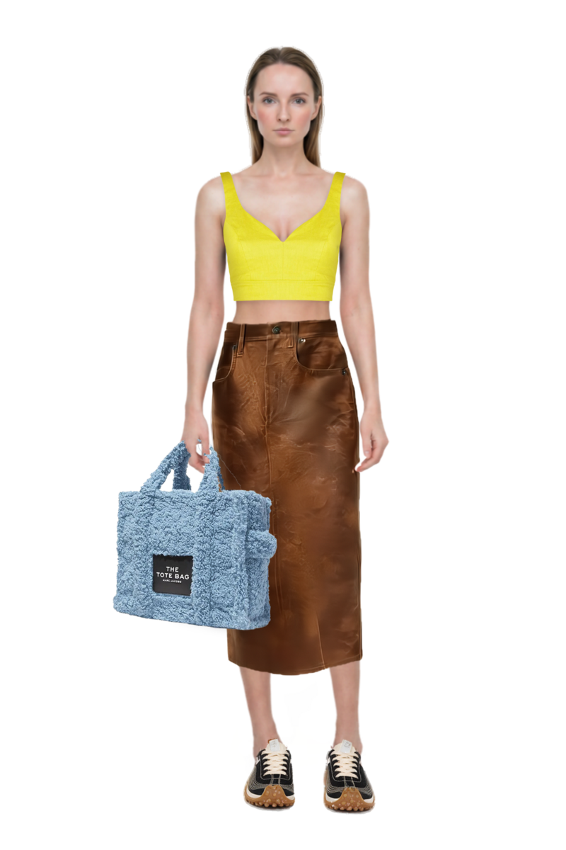 Outfit mesh mirage sneakers and crinkled-effect midi skirt