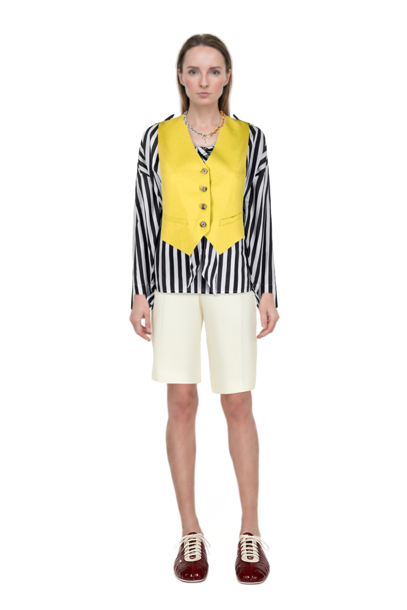 Outfit leren leather ballerina sneakers and pleat-detail tailored shorts