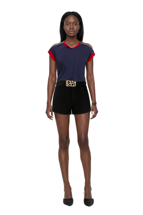 Outfit le cœur pointed-toe mules and stretch cotton-jersey t-shirt