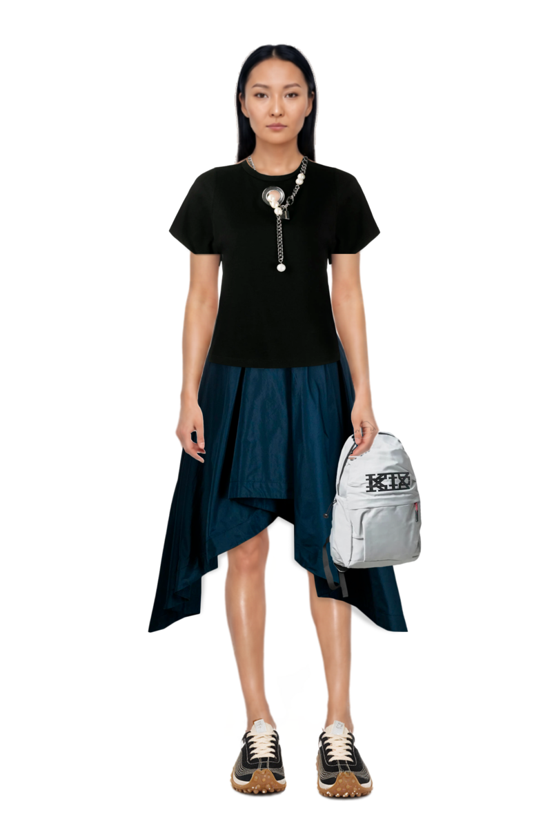 Outfit mesh mirage sneakers and pinko skirt