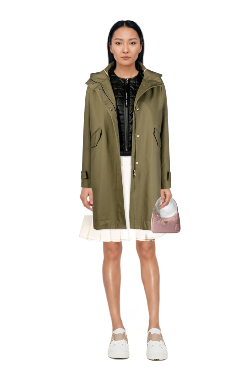 Outfit mini re-edition 2005 re-nylon and saffiano bag and denim mini dress
