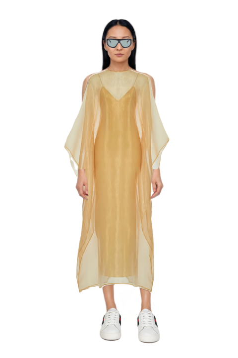 Outfit sphinx dress and geometric-frame sunglasses
