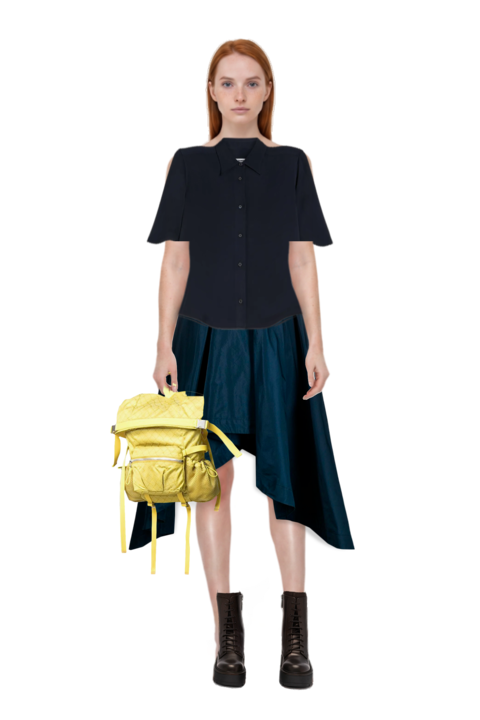Outfit envers satin shirt and pinko skirt