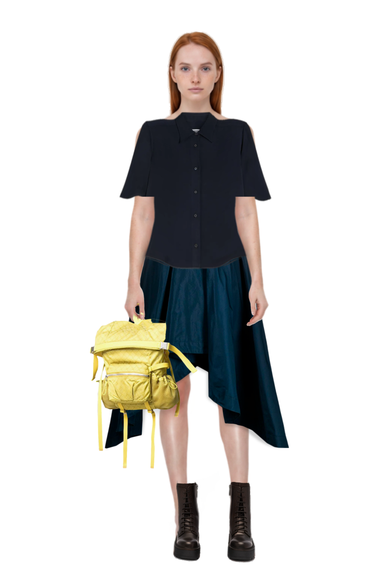Outfit envers satin shirt and pinko skirt