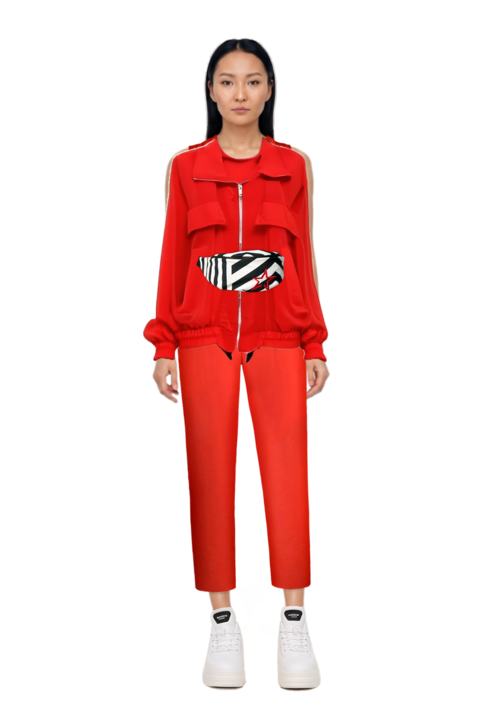 Outfit zip-up elasticated-trim jacket and pinko jumpsuit