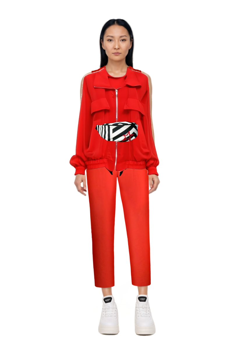 Outfit zip-up elasticated-trim jacket and pinko jumpsuit