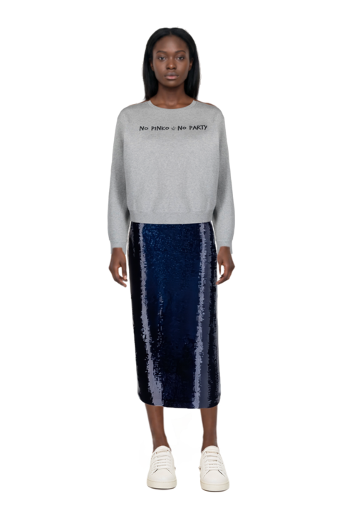 Outfit sequin-embellished pencil skirt and pinko sweatshirt