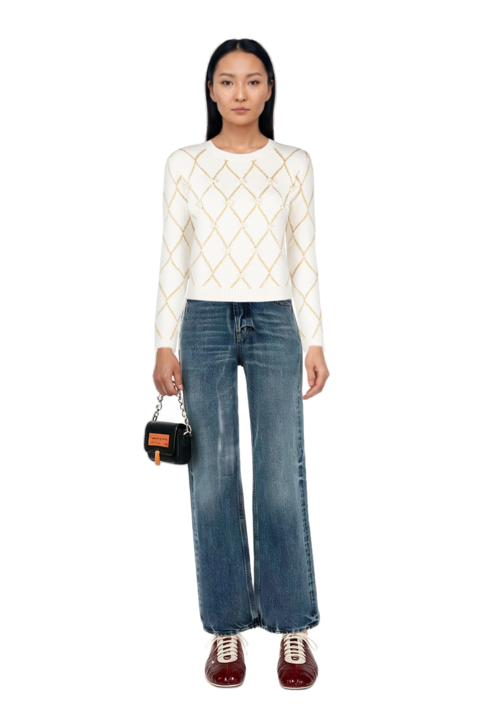 Outfit cotton jeans and leren leather ballerina sneakers