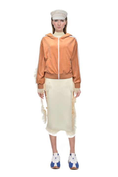Outfit feather-embellishment maxi dress and the 400 bleecker runner sneakers
