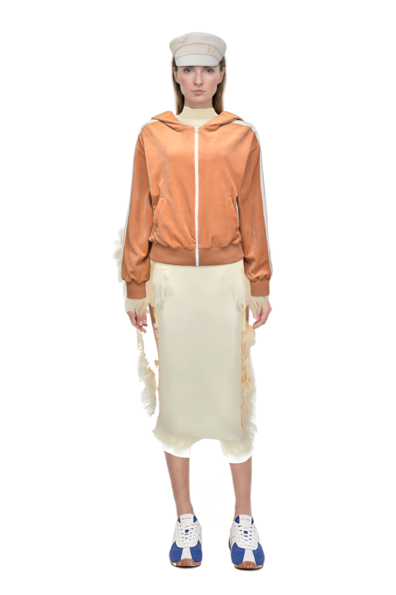 Outfit feather-embellishment maxi dress and the 400 bleecker runner sneakers