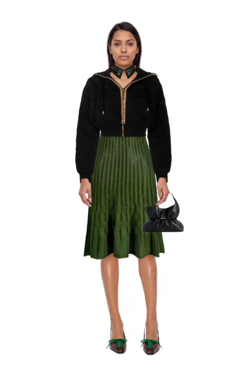 Outfit lace-up pointed-toe pumps and sphynx medium bag in smooth leather