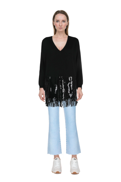 Outfit plume mesh fabric sneakers and pinko sweater