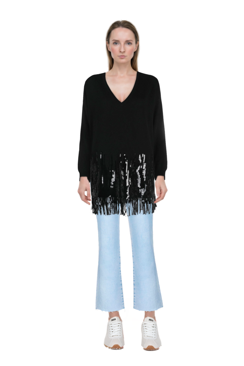 Outfit plume mesh fabric sneakers and pinko sweater