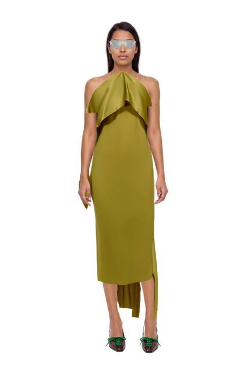 Outfit nan draped dress and crystal-embellished geometric-frame sunglasses