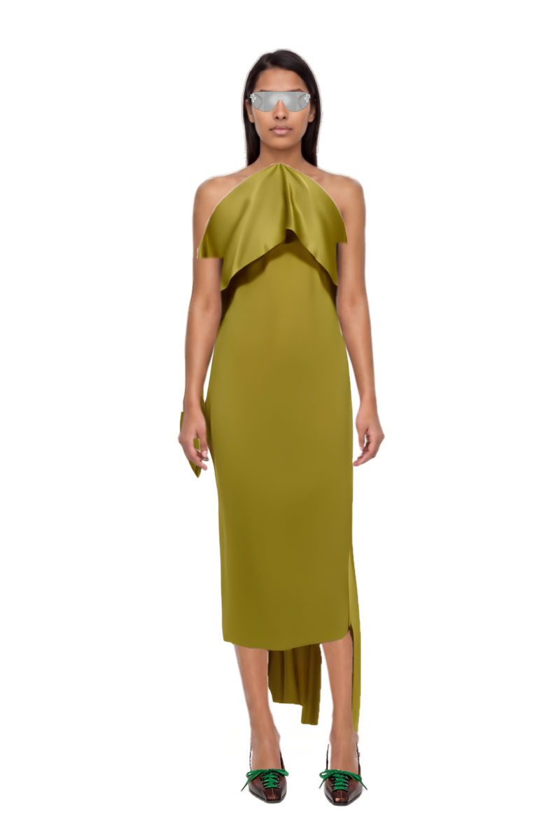 Outfit nan draped dress and crystal-embellished geometric-frame sunglasses