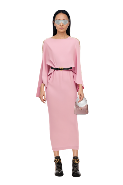 Outfit crystal-embellished geometric-frame sunglasses and eolia cape-sleeve maxi dress