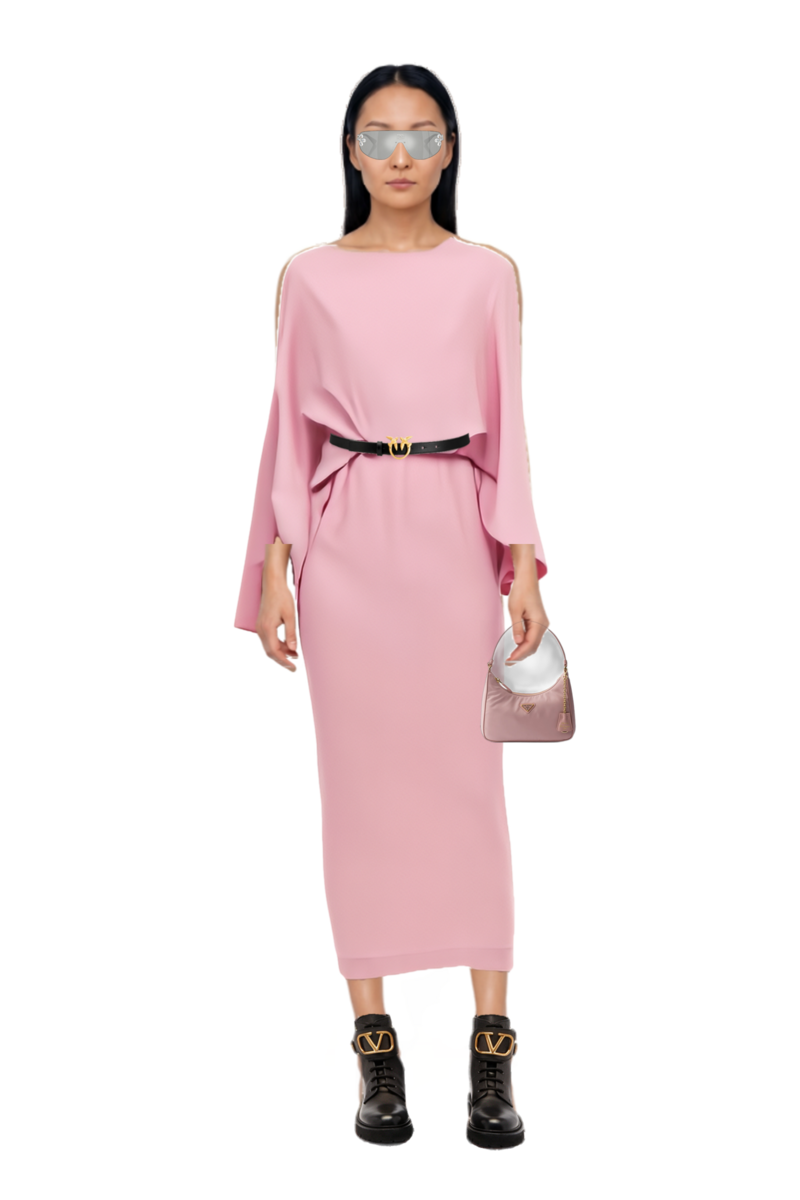 Outfit crystal-embellished geometric-frame sunglasses and eolia cape-sleeve maxi dress