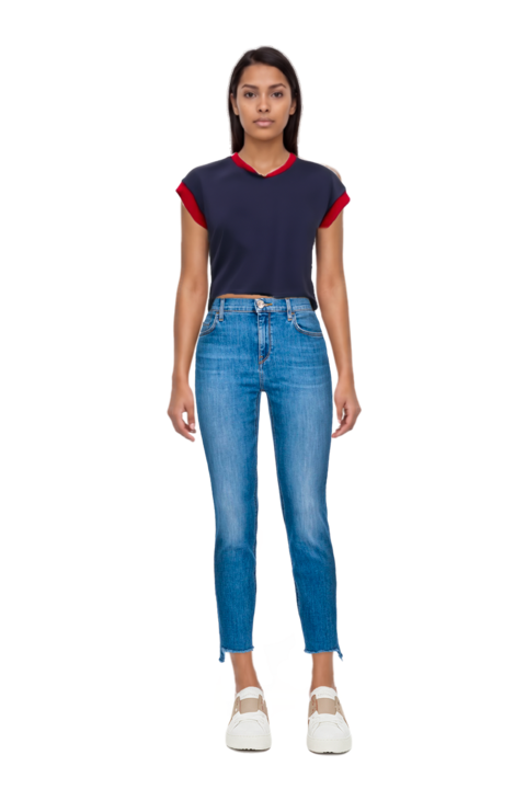 Outfit stretch cotton-jersey t-shirt and pinko jeans