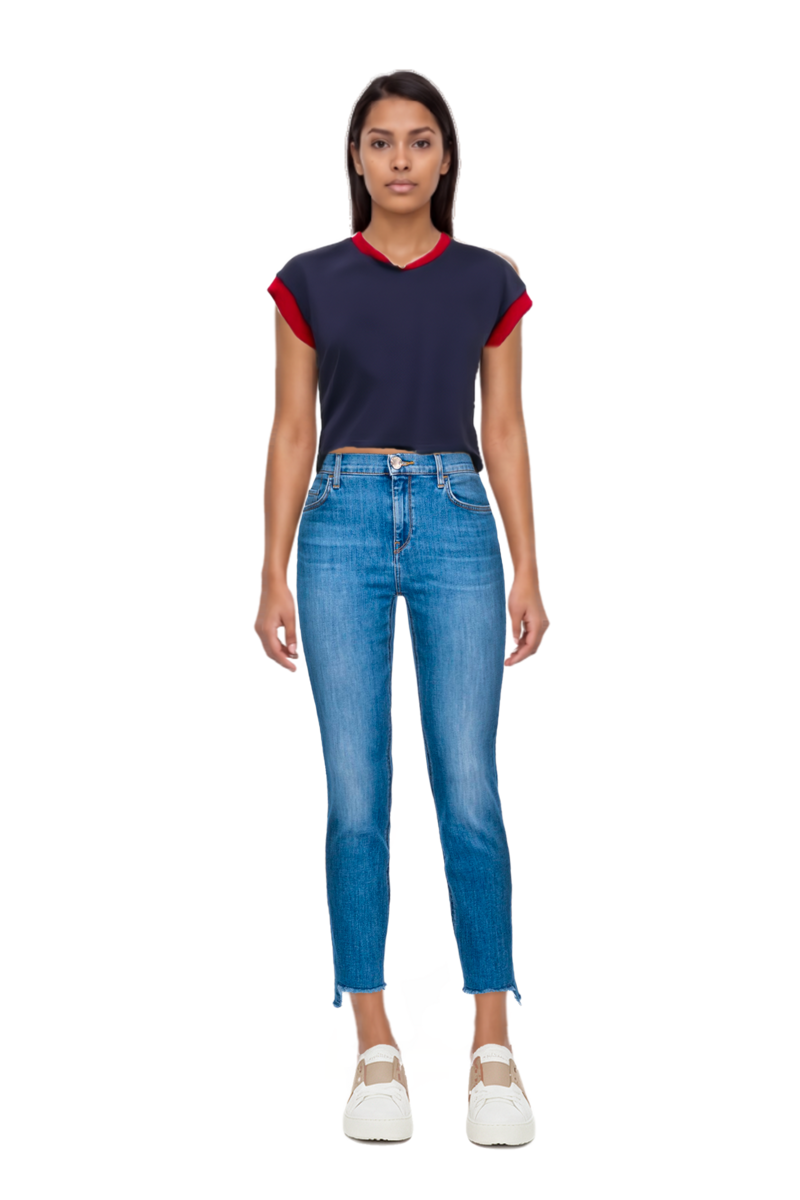 Outfit stretch cotton-jersey t-shirt and pinko jeans