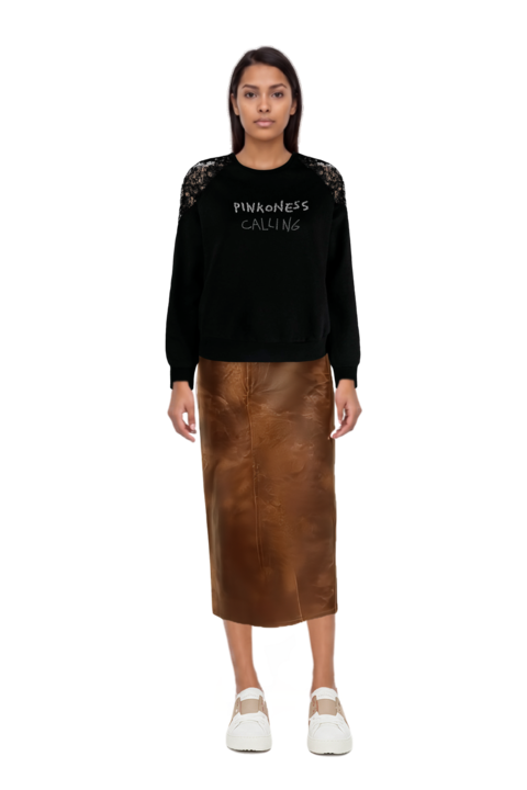 Outfit crinkled-effect midi skirt and pinko top