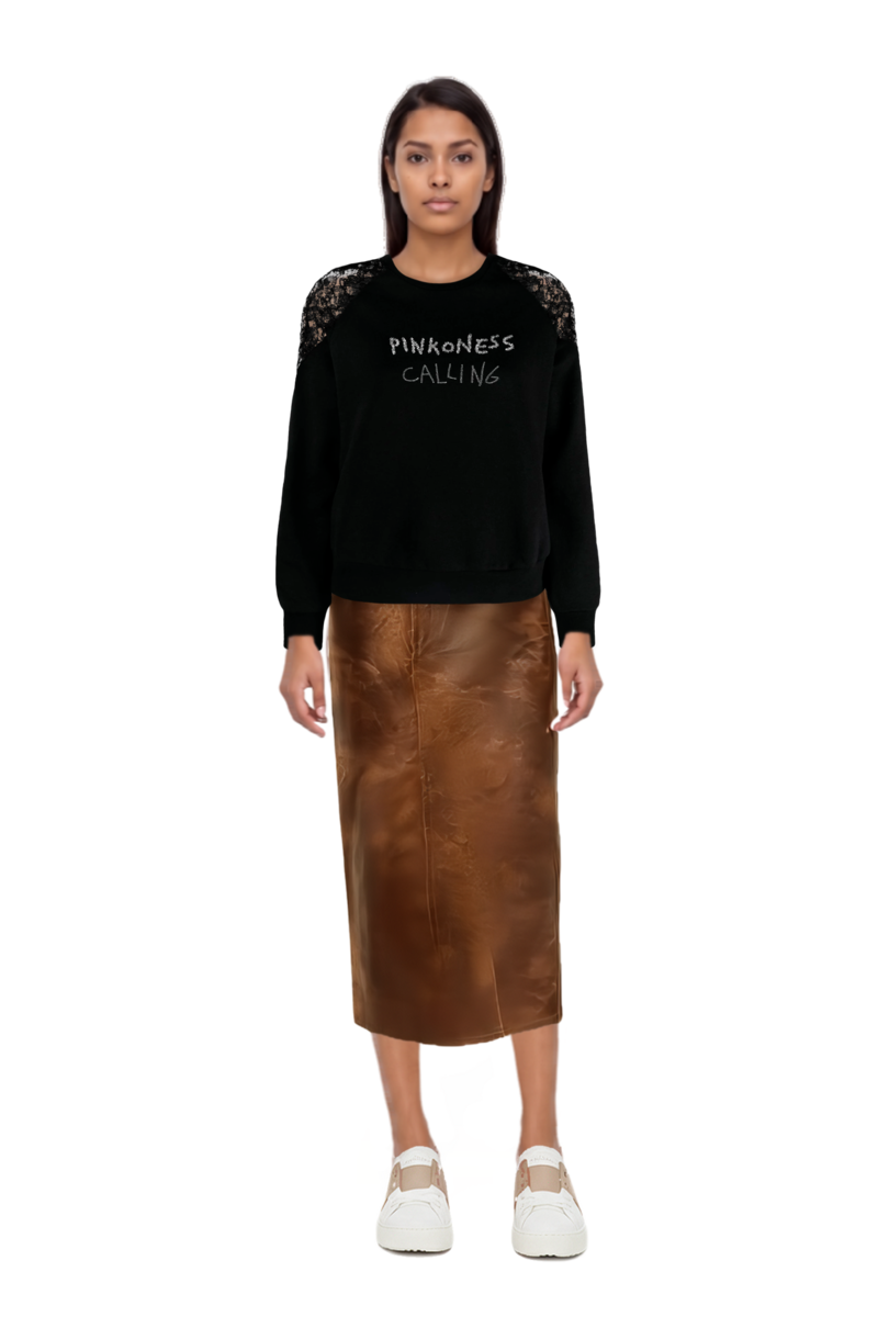 Outfit crinkled-effect midi skirt and pinko top