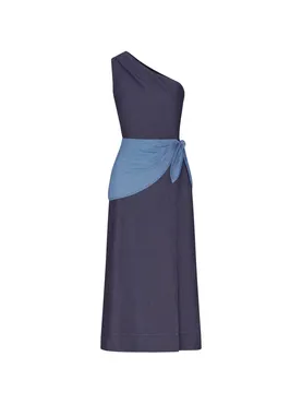 Simon Miller Belem chambray one-shoulder midi dress
