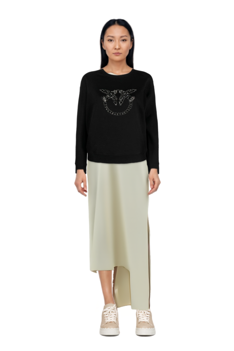 Outfit florinda one-shoulder slit dress and pinko sweatshirt