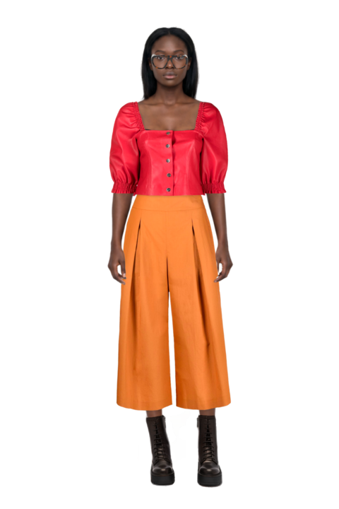 Outfit acetate geometric sunglasses and pinko blouse