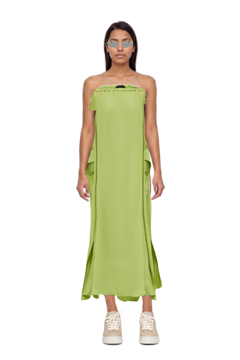 Outfit one-shoulder button-detail kaftan and oval-frame sunglasses