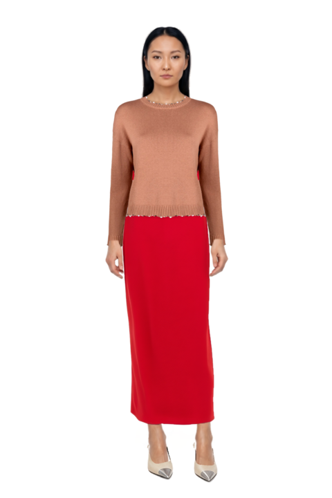 Outfit asymmetric sleeveless dress and cassandre-plaque pumps