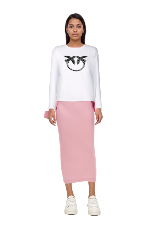 Outfit eolia cape-sleeve maxi dress and pinko sweatshirt
