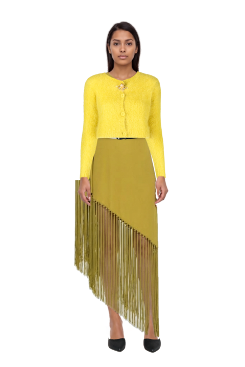 Outfit gunilla fringed one-shoulder dress and le cœur pointed-toe mules