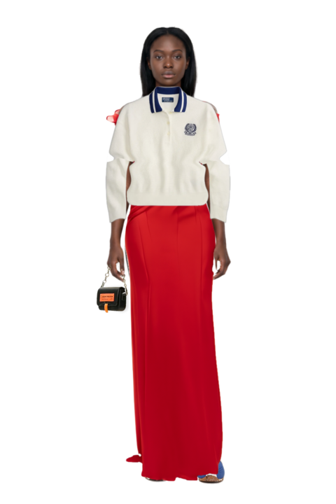 Outfit wimbledon waffle-knit embroidered sweater and the 400 bleecker runner sneakers