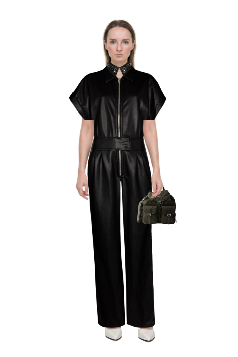 Outfit fame leather pumps and medium quilted re-nylon backpack with saffiano leather trim