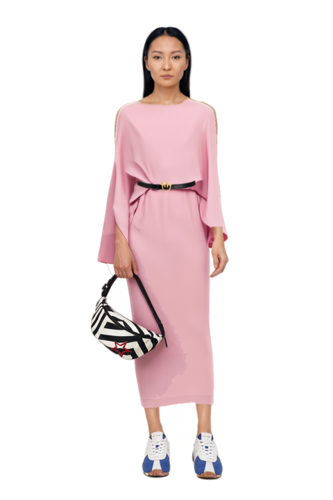Outfit eolia cape-sleeve maxi dress and the 400 bleecker runner sneakers