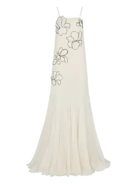 Nina Ricci flower-appliqués silk maxi dress