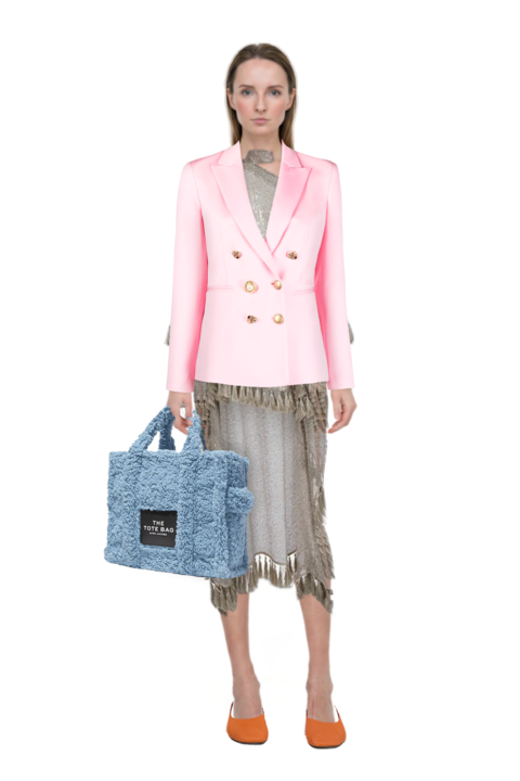 Outfit trebbia disco fringed kaftan dress and pinko blazer