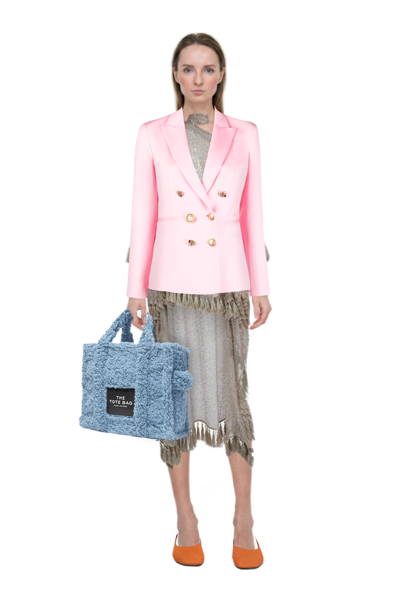 Outfit trebbia disco fringed kaftan dress and pinko blazer
